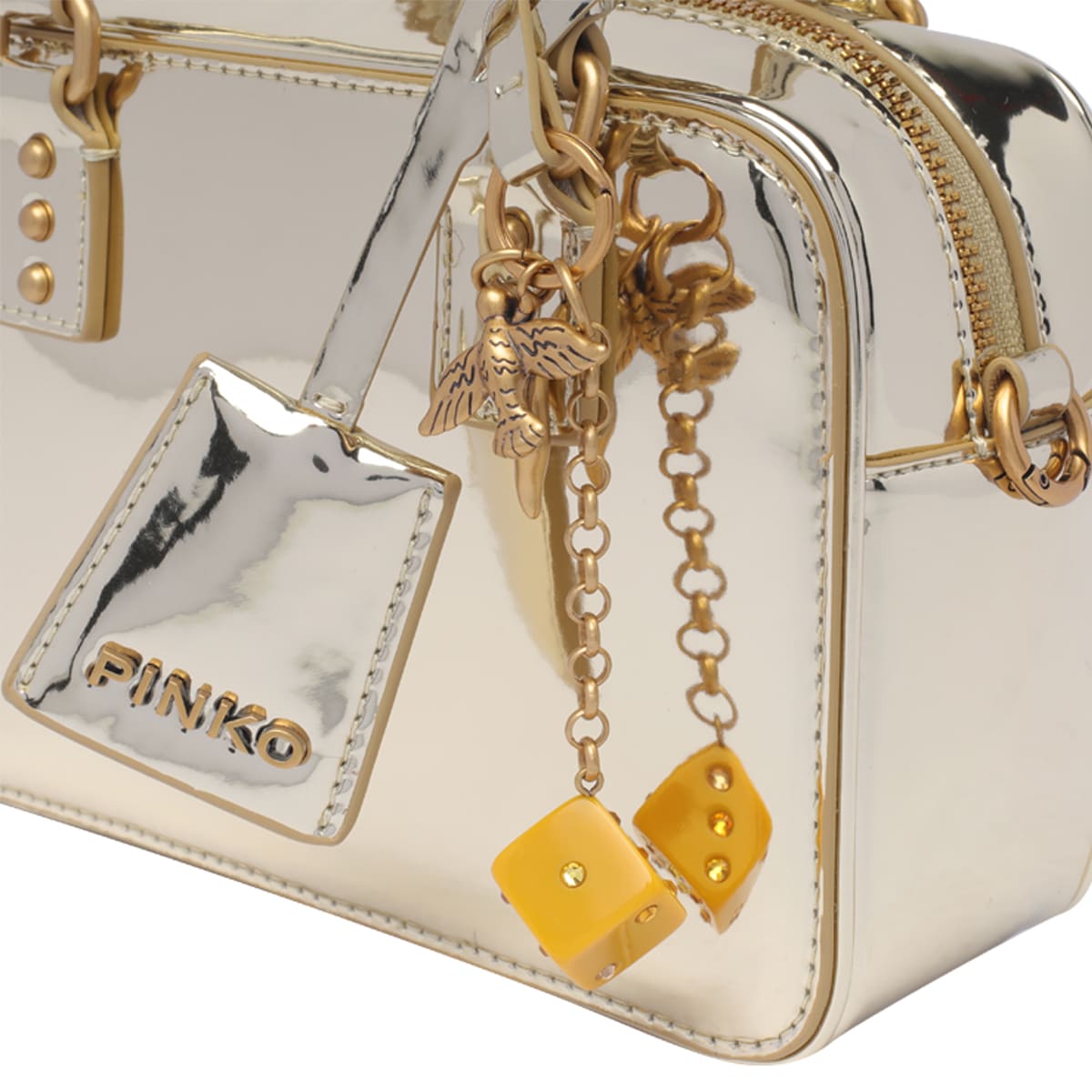 Shop Pinko Mini Bowling Bag In Golden
