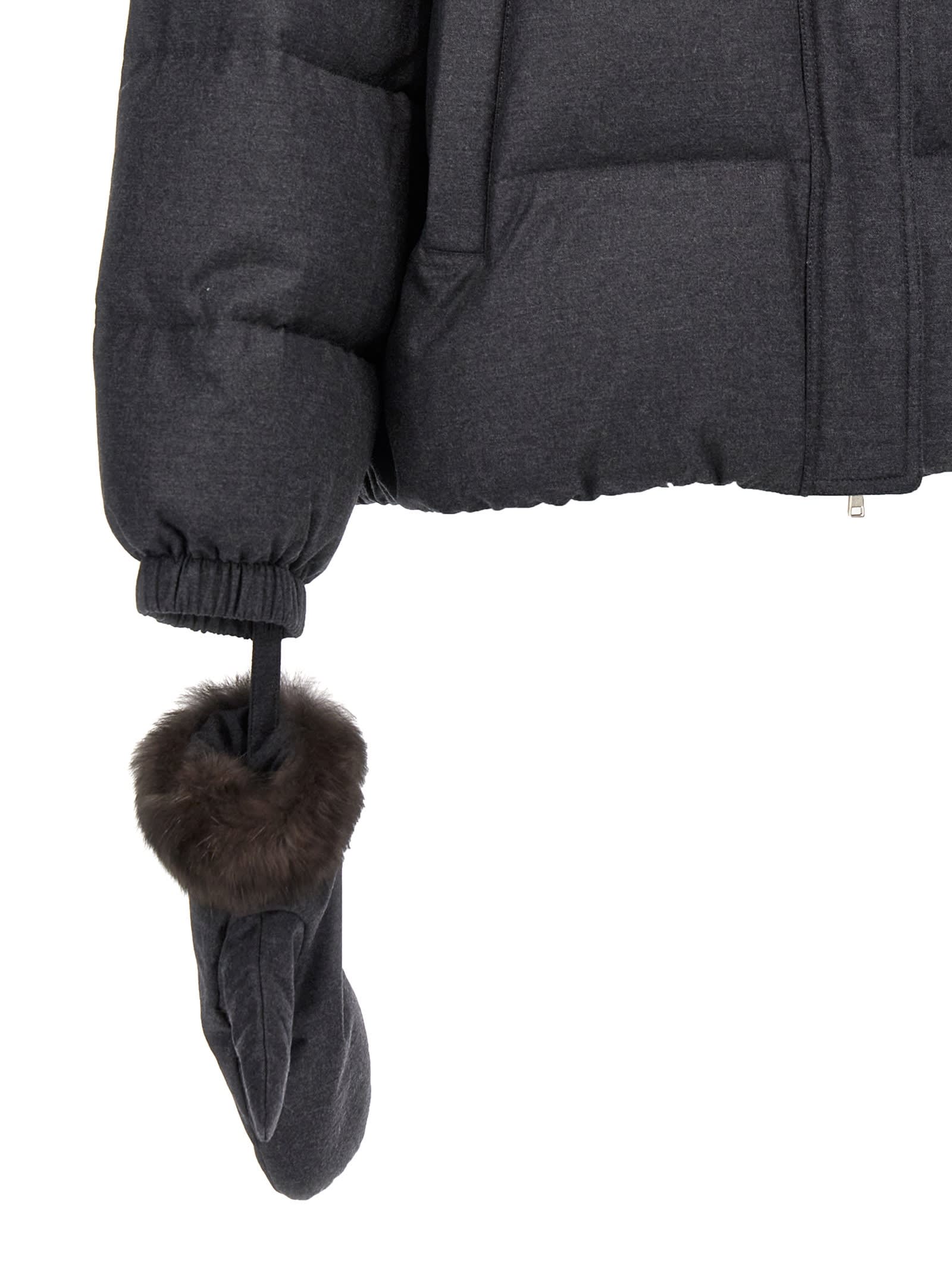 Shop Yves Salomon Doudoune Down Jacket In Gray