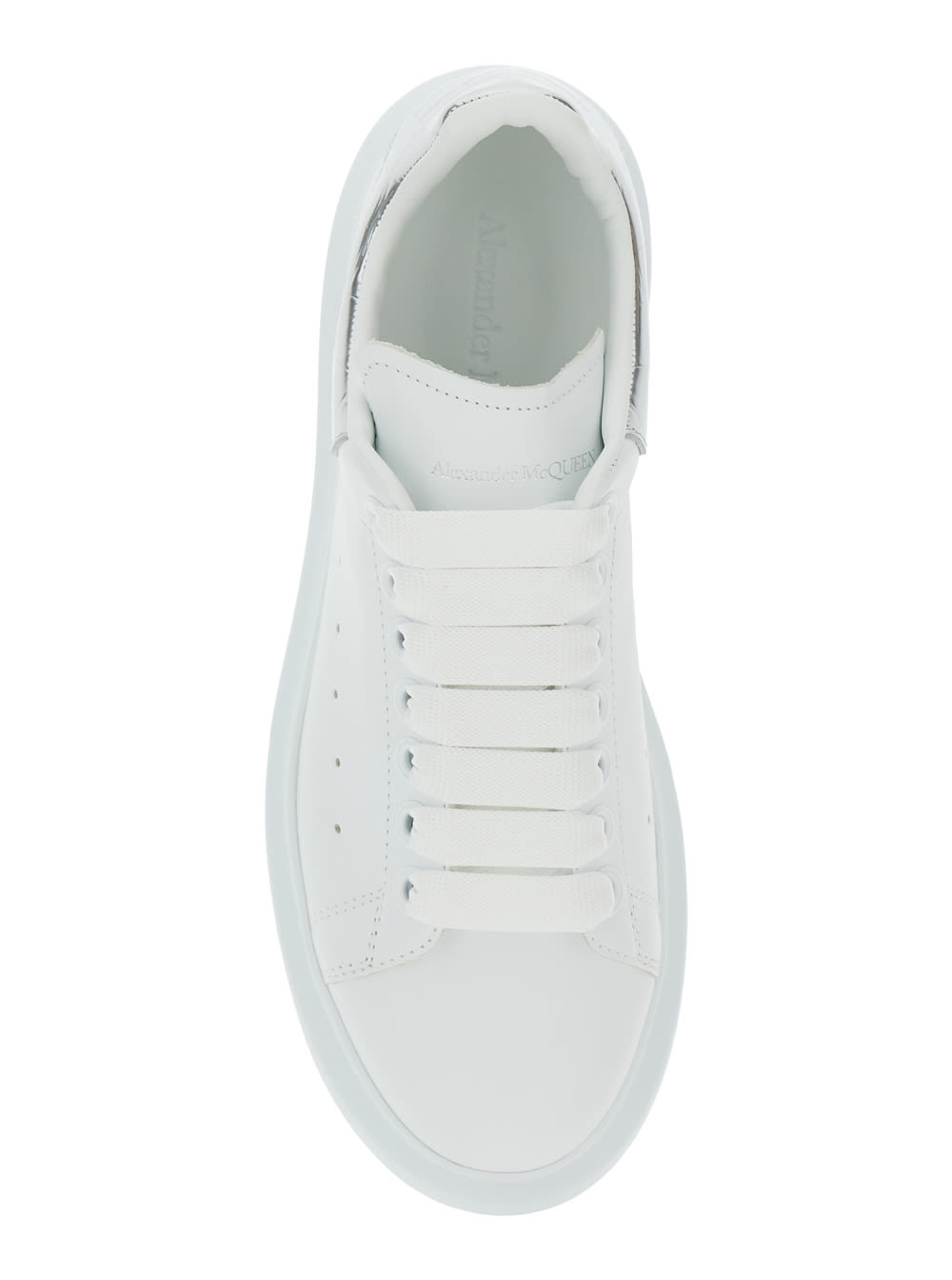 Alexander Mcqueen White Oversize Sneakers With Snake Print On The Heel In Leather Woman In Multi