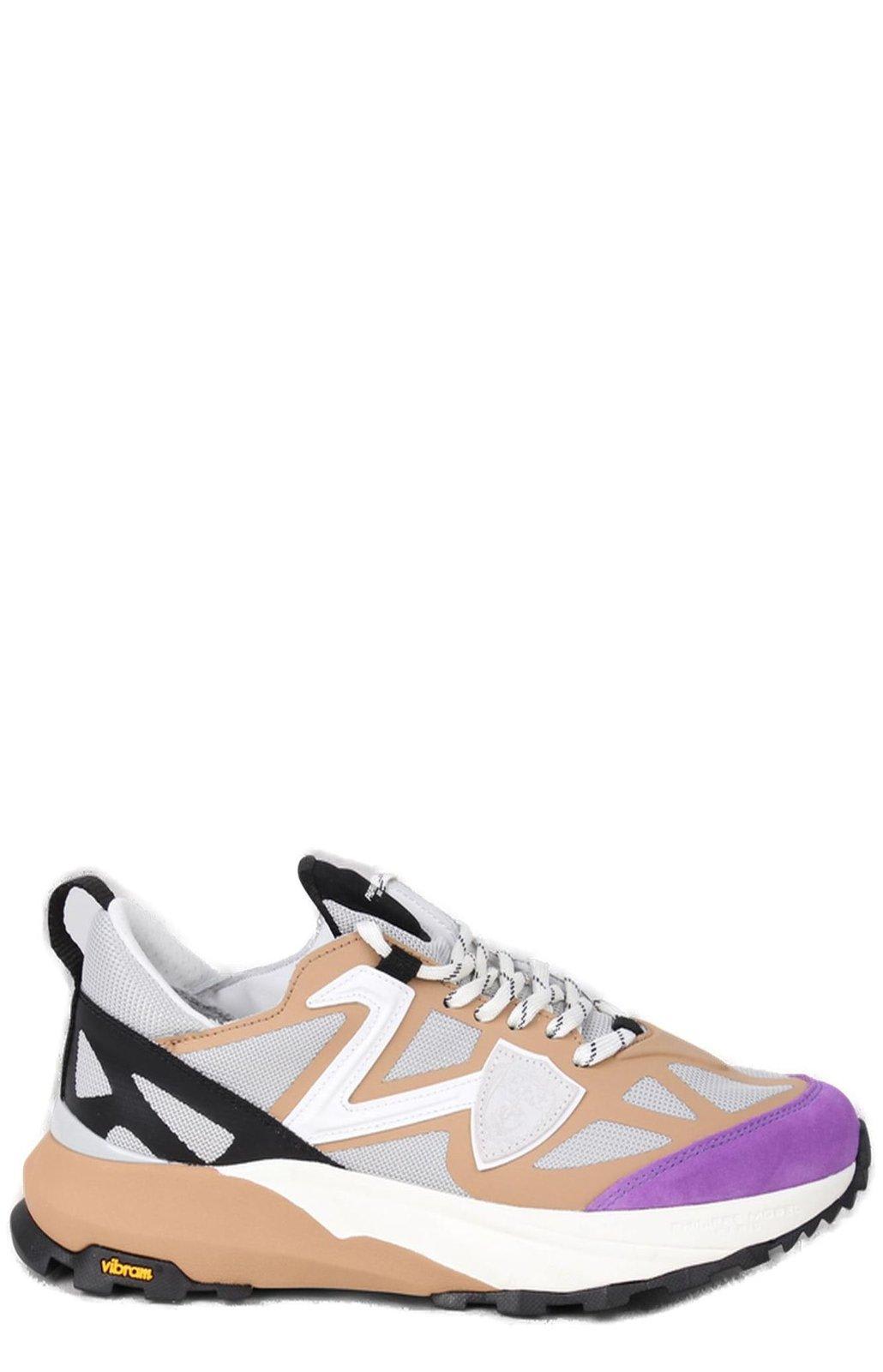 Shop Philippe Model Rocx Lace-up Sneakers In Beige