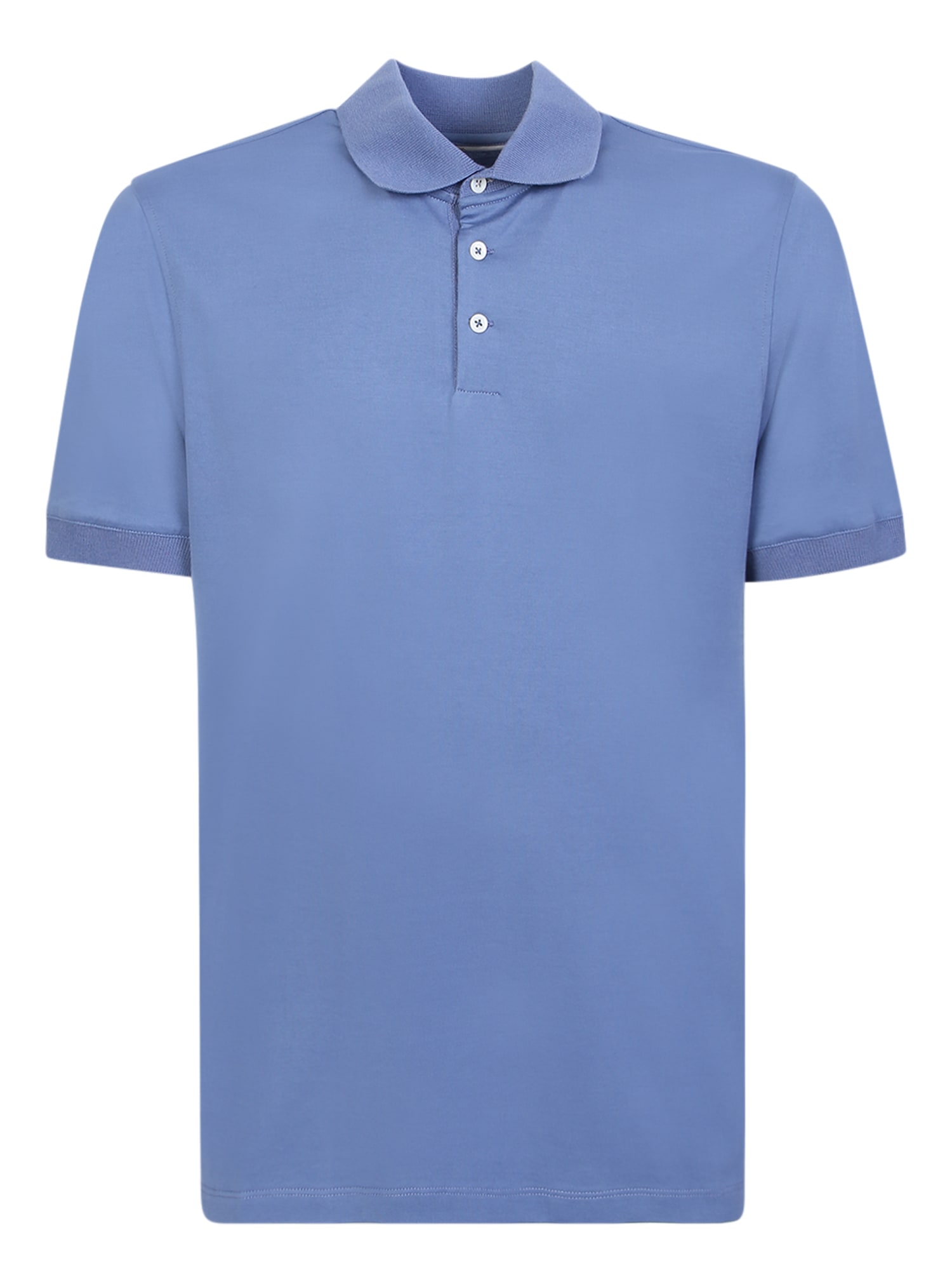 Brunello Cucinelli Blue Oxford Polo Shirt