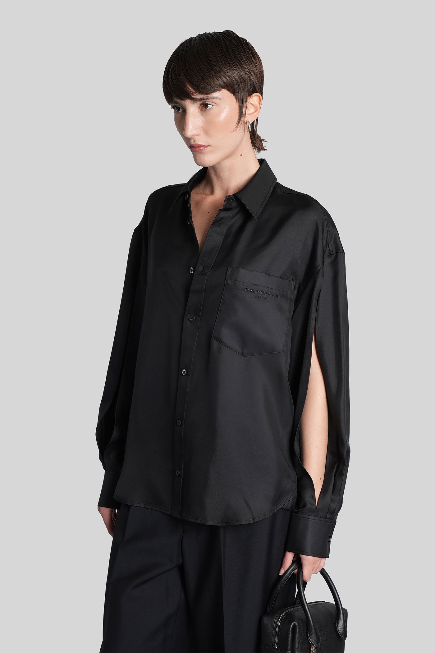 Alexander Wang Shirt In Black Silk In Black