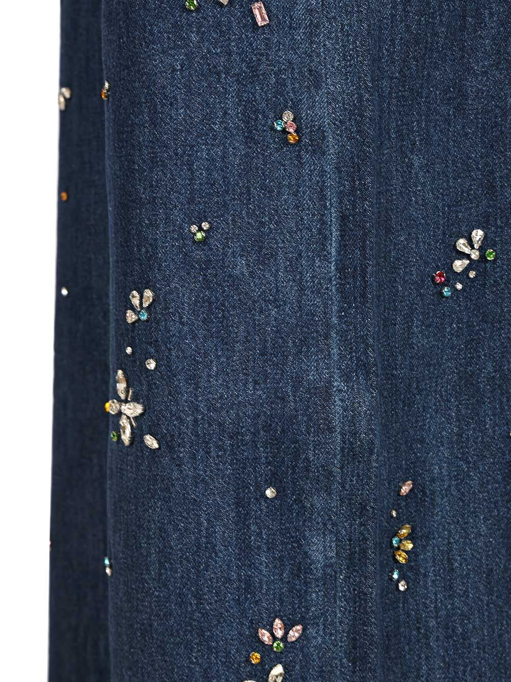 Self-portrait Wide Leg Denim Jeans In Blue