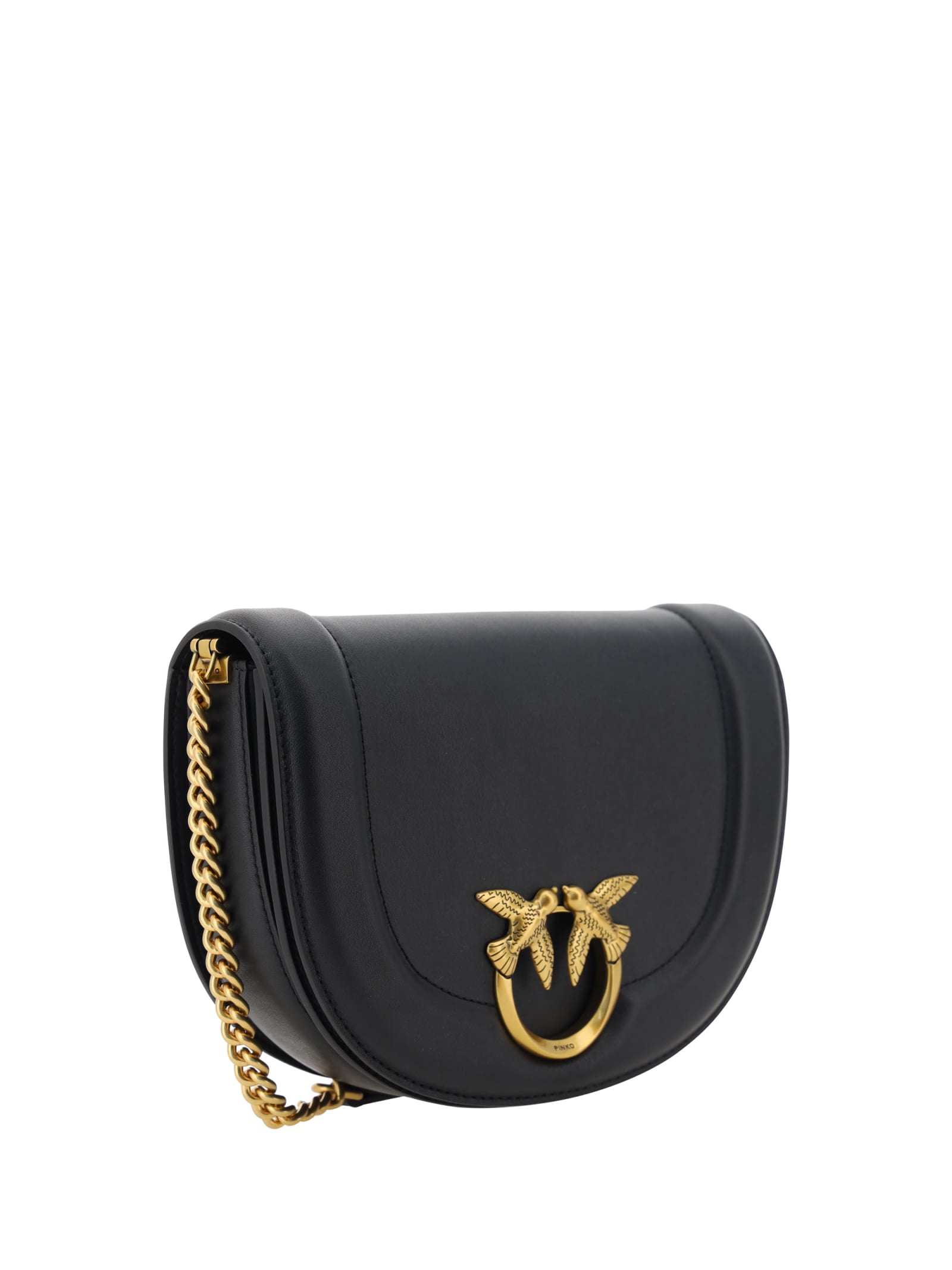 Shop Pinko Love Click Round Shoulder Bag In Black