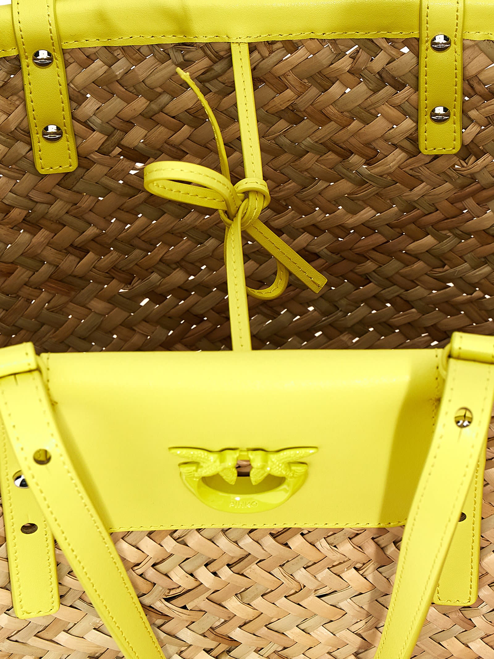 Shop Pinko Love Summer Bucket Bag In Yellow
