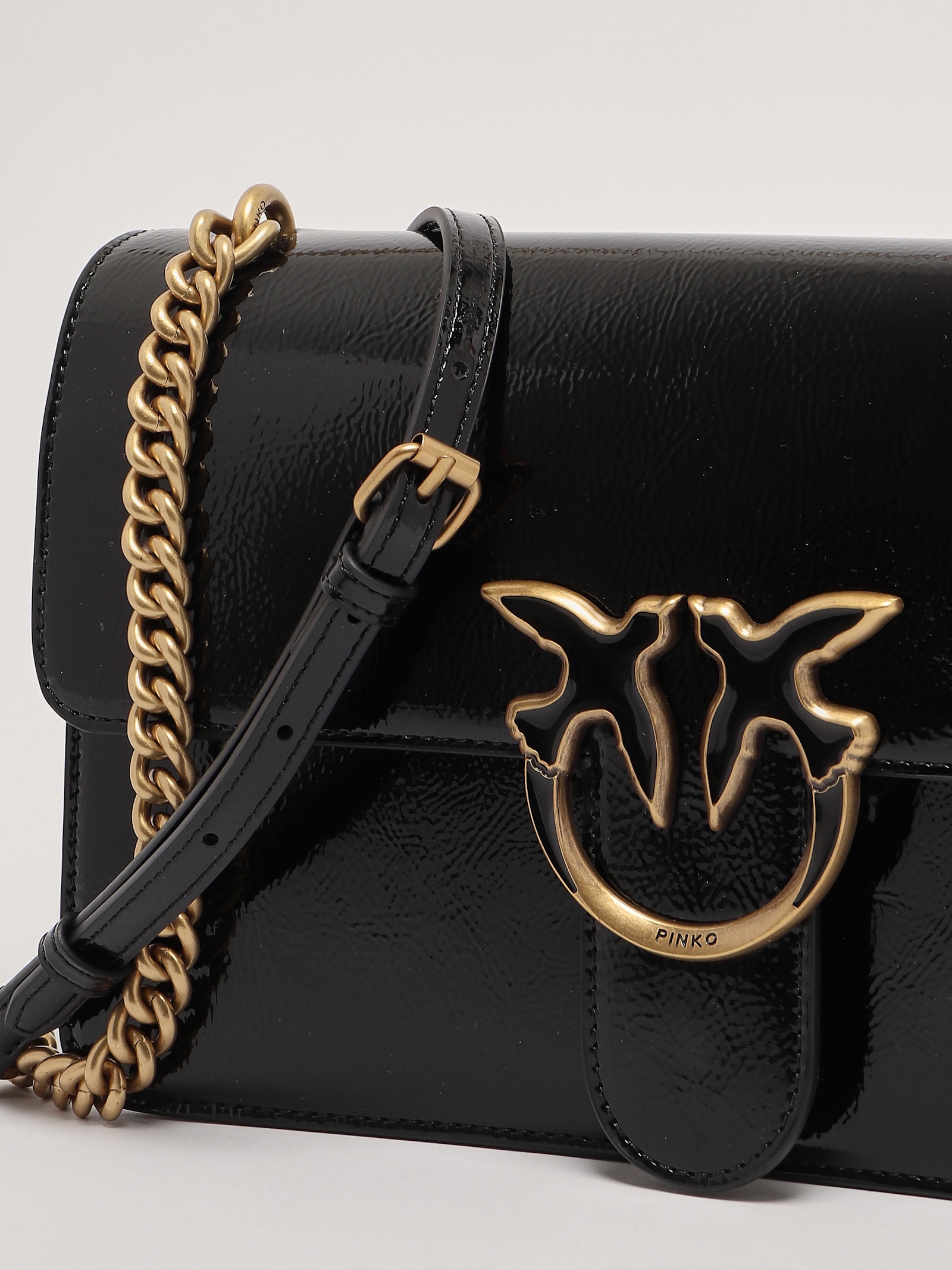 Pinko Love One Classic Light Clutch In Nero