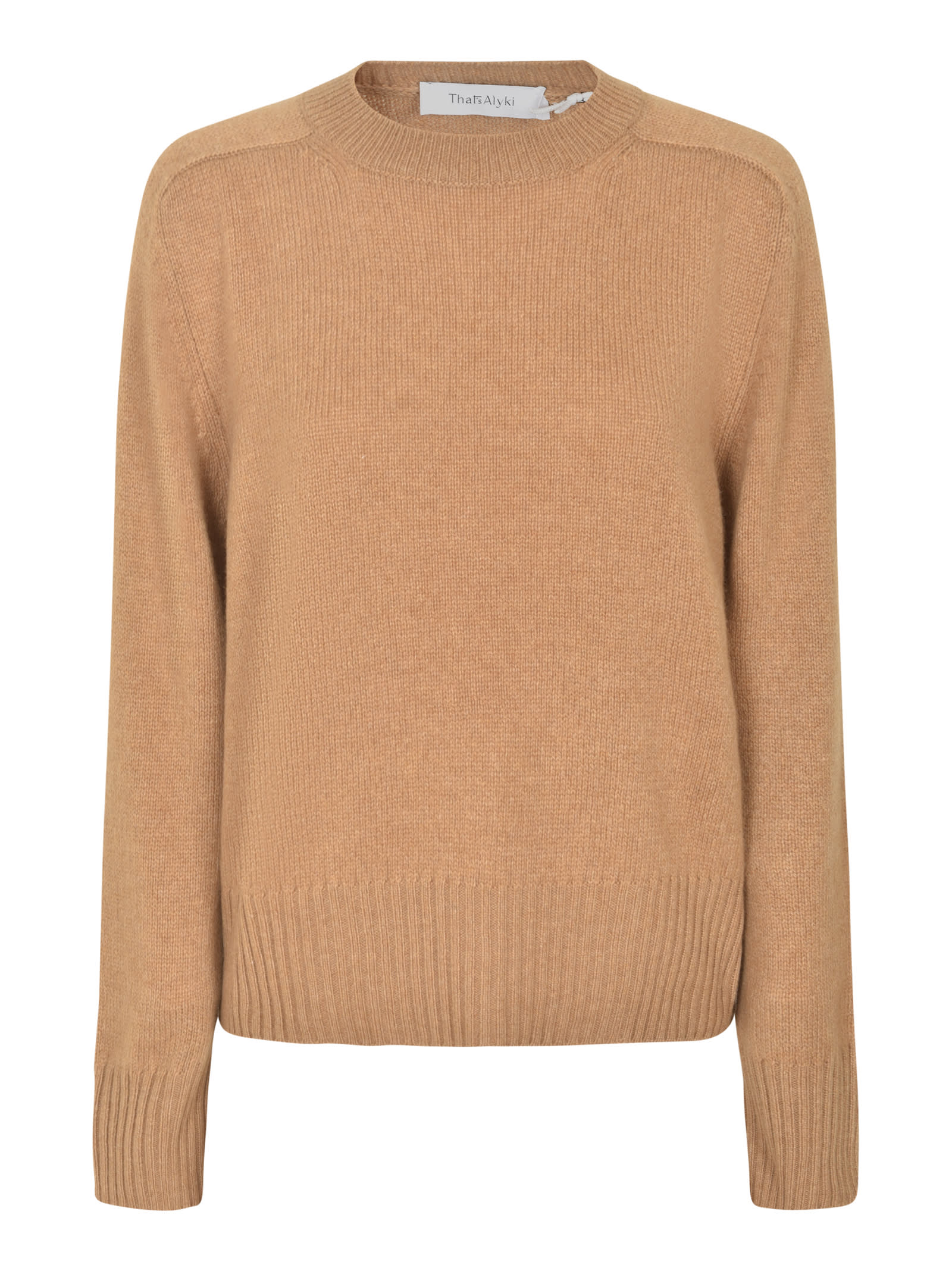 Shop Alyki Rib Trim Classic Sweater In Camel