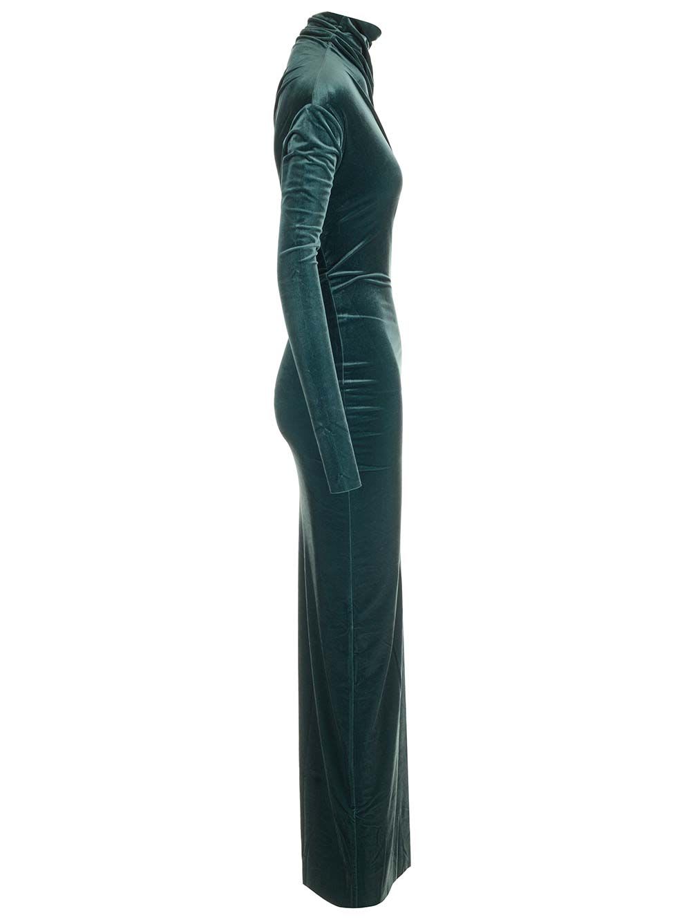 Shop Amazuìn Chelsea Velvet Dress In Green