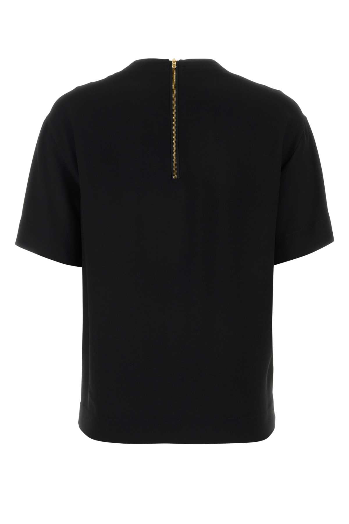 Moschino Black Crepe T-shirt In Fantasianero