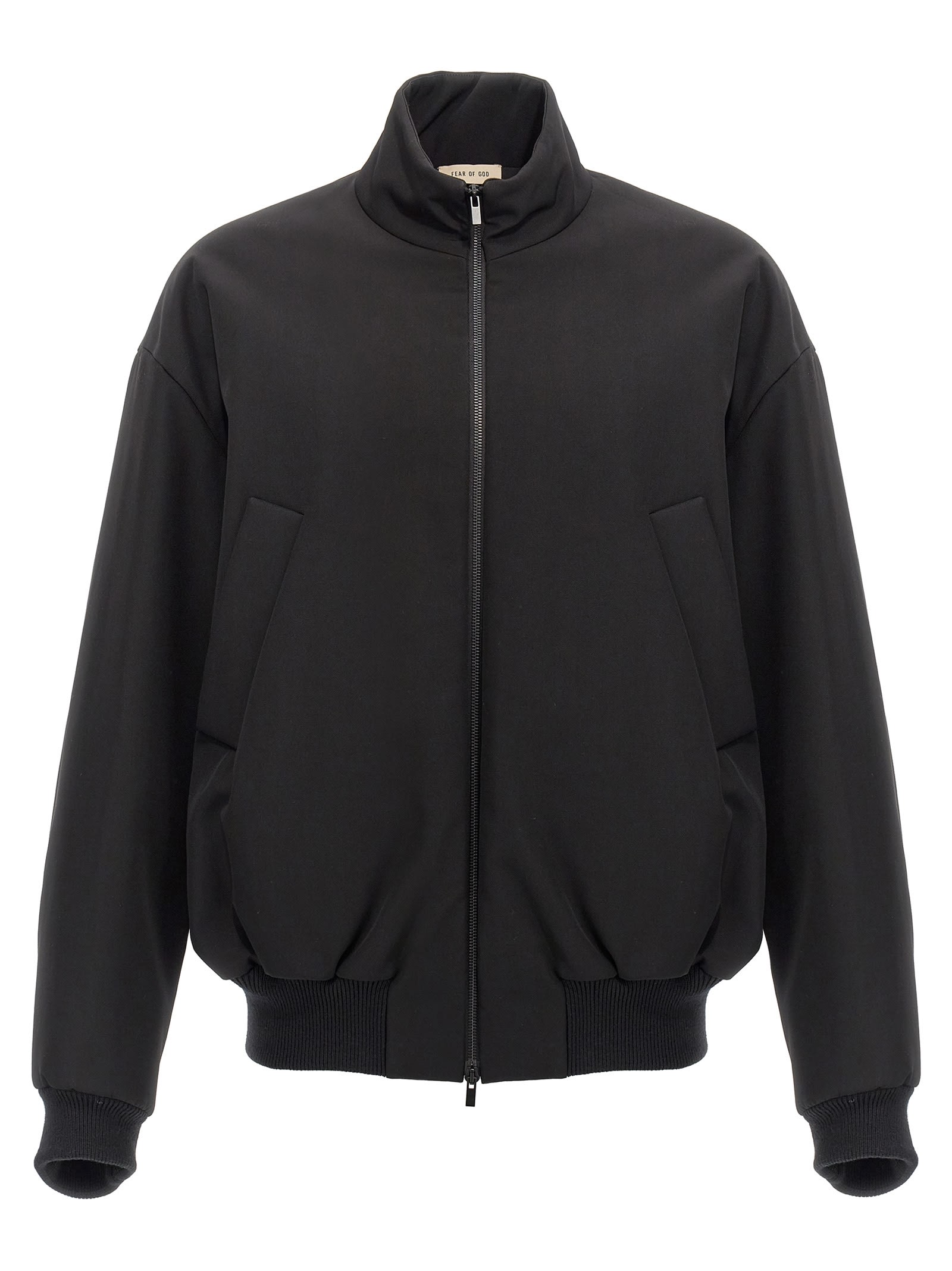 Shop Fear Of God High Neck Bomber Jacket In Black