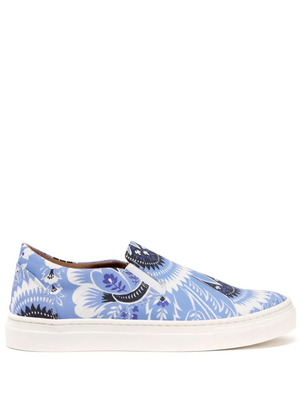 Etro Kids' Sneakers With Light Blue Paisley Print In Multi
