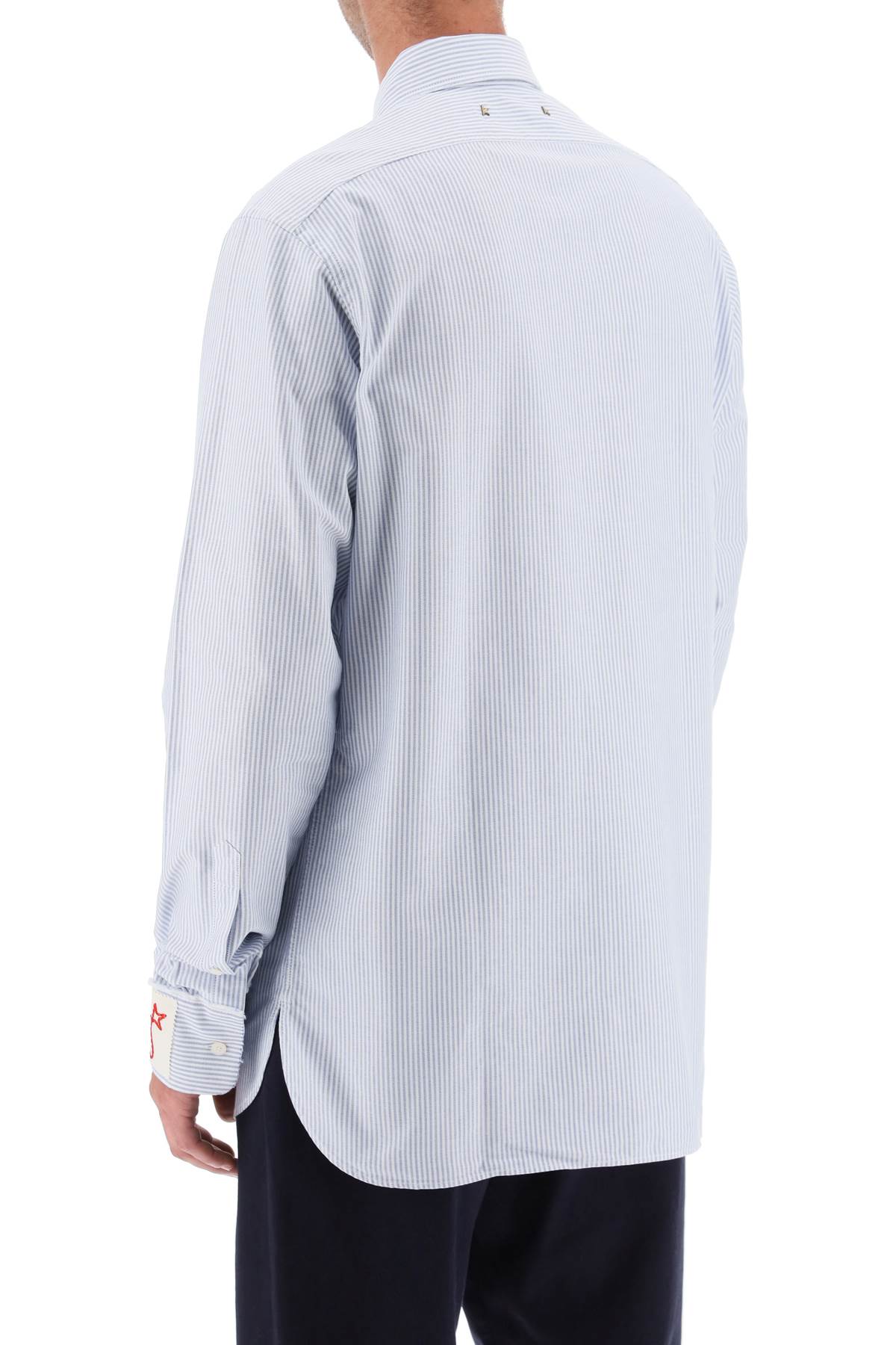 Golden Goose Striped Boyfriend Button-front Shirt In White Infinity