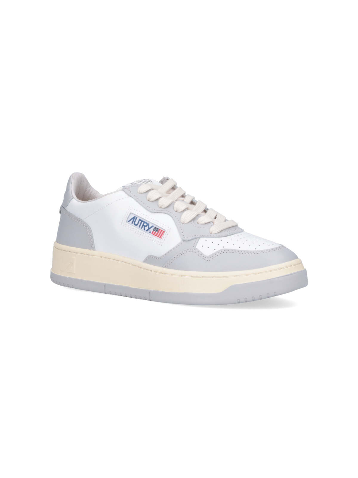 Autry Medalist White And Grey Low Top Sneakers With Logo Detail In Leather Man In Neutral