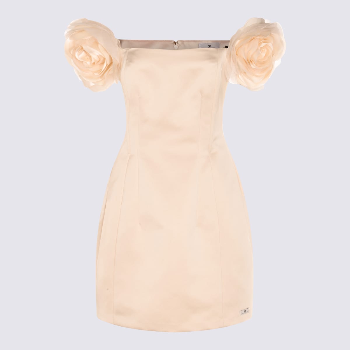Elisabetta Franchi Shoulder-baring Fitted Mini Dress With Floral Embellishments
