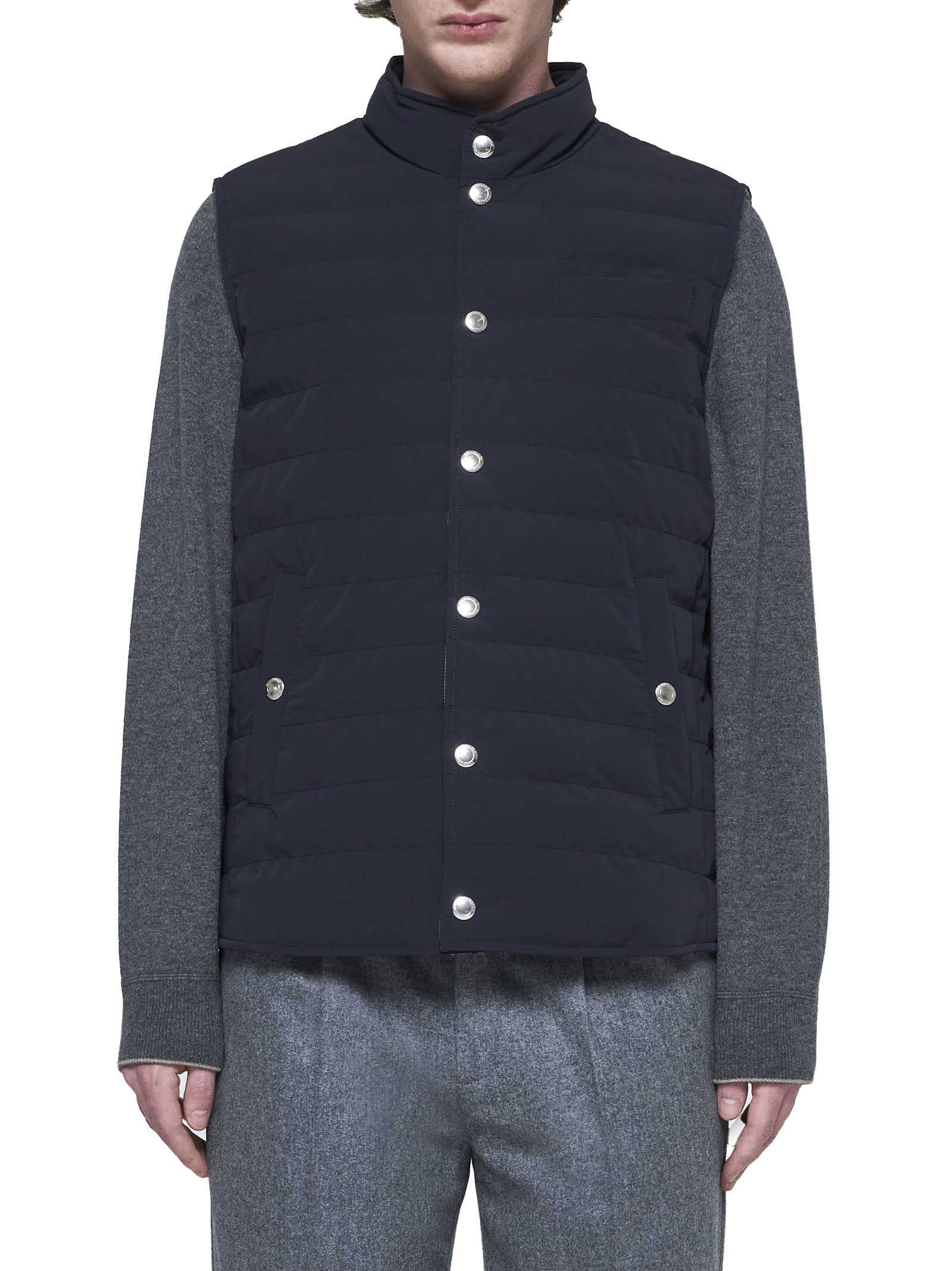 Shop Brunello Cucinelli Down Jacket In Blue