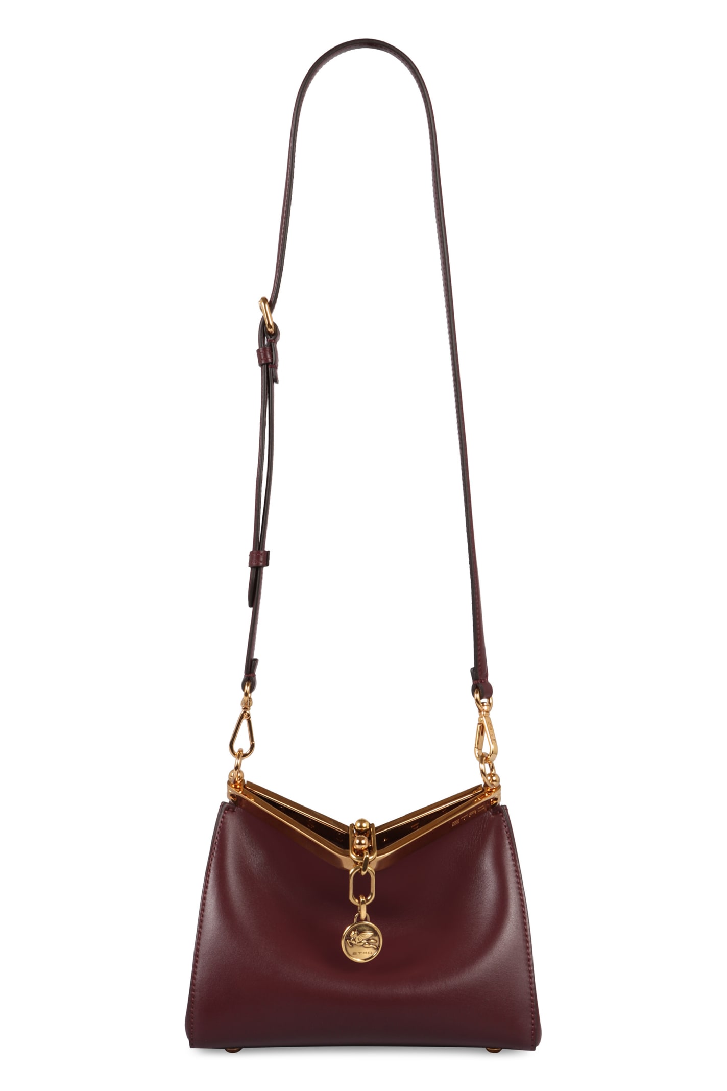 Shop Etro Vela Mini Leather Shoulder Bag In Burgundy