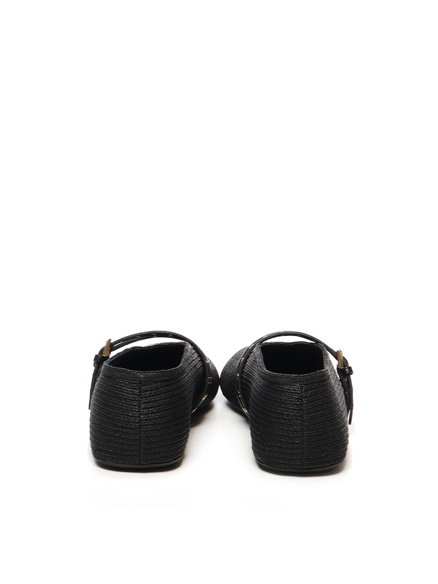 Alaïa Flat Straw Ballerinas In Black