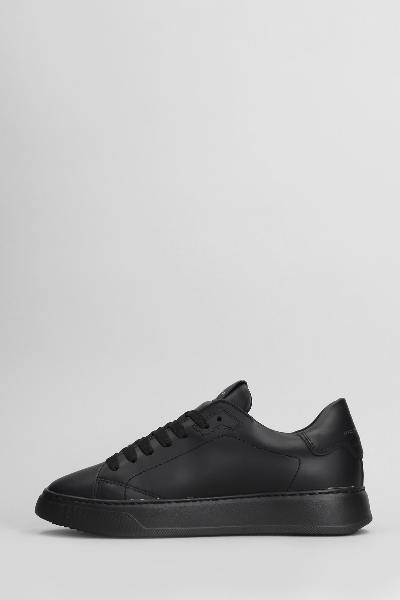 Shop Philippe Model Temple Low Sneakers In Black Leather