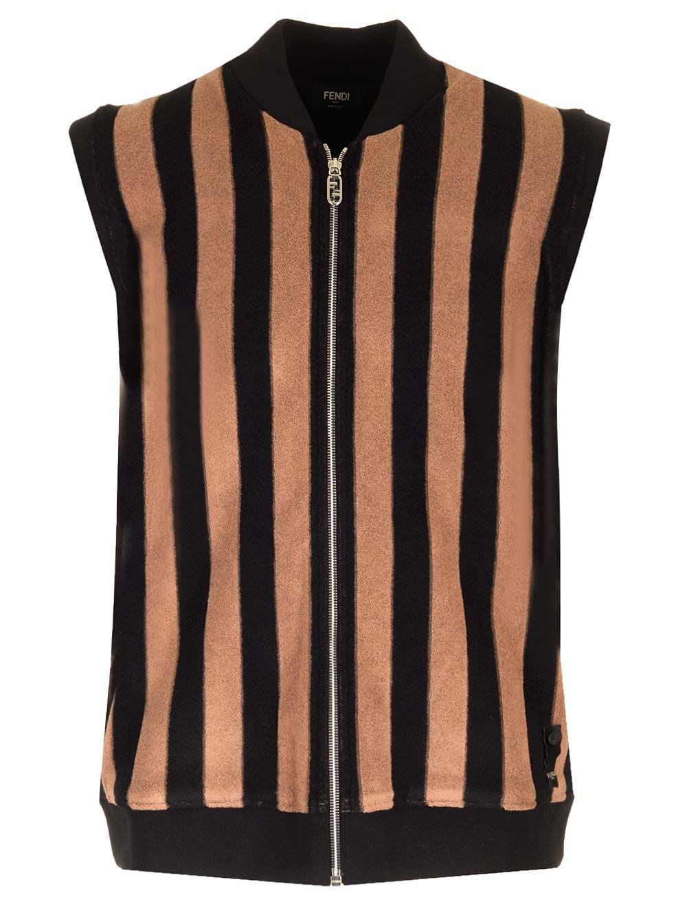 Shop Fendi Pequin Terry Vest In Brown