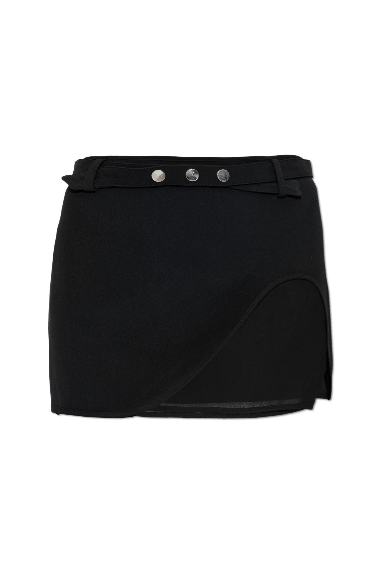 Attico Mini Skirt With A Transparent Mesh Panel In Black
