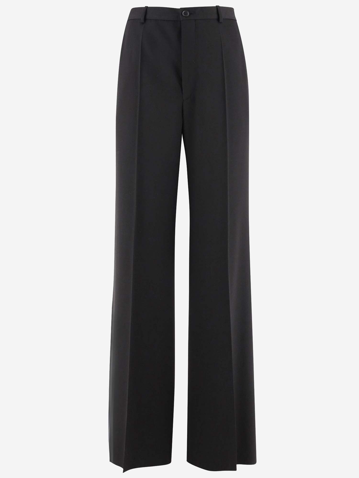 Shop Balenciaga Wool Pants In Black