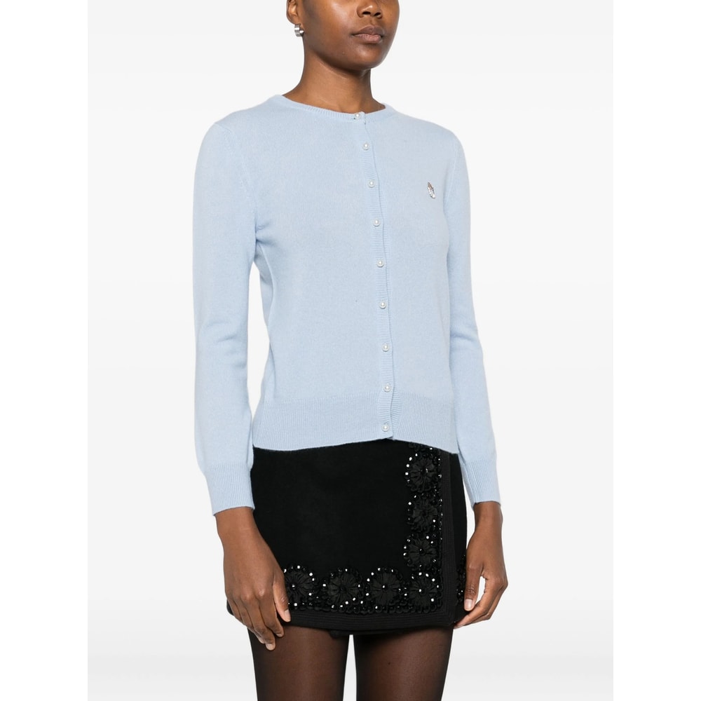 Vivetta Pearl-button Embellished Cardigan In Blue