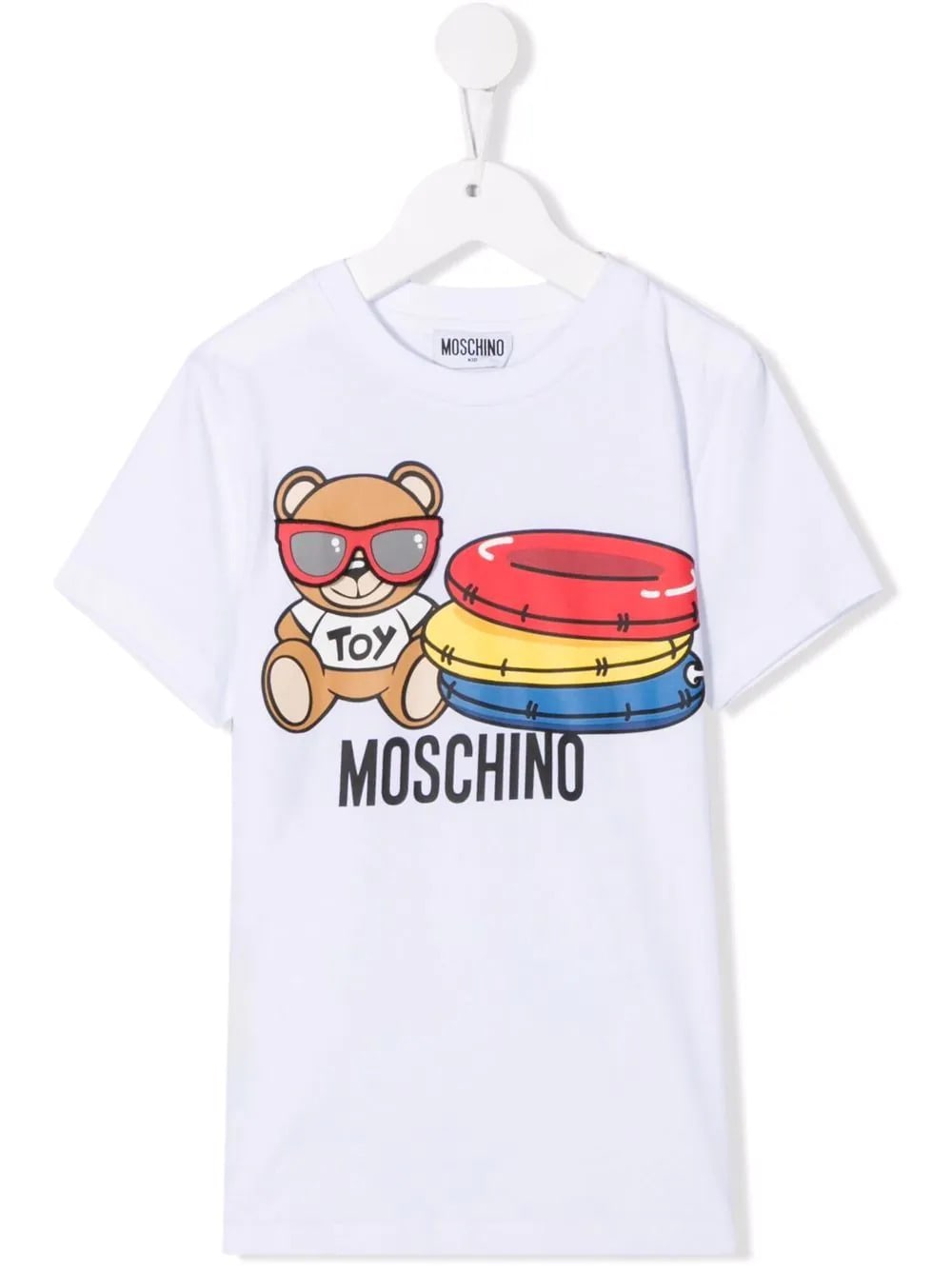 Moschino Kids White T-shirt With Baywatch Teddy Bear Print