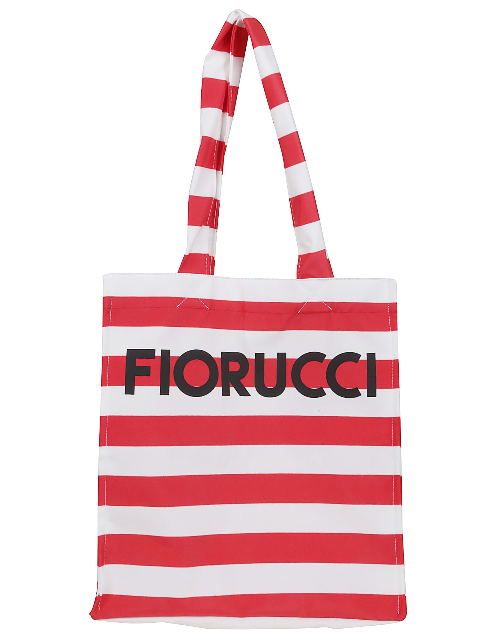 Fiorucci Red Striped Logo Print Nylon Tote Bag In Red