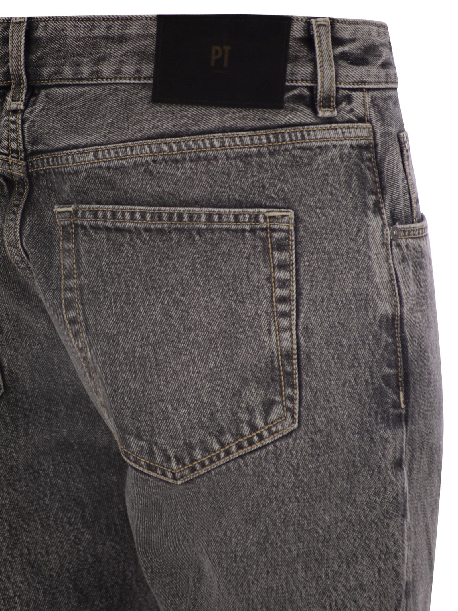 Pt Torino Logo-patch Jeans In Gray
