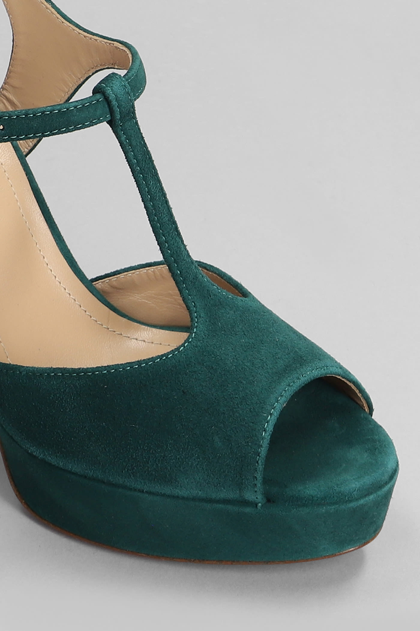 Shop Relac Sandals In Green Suede