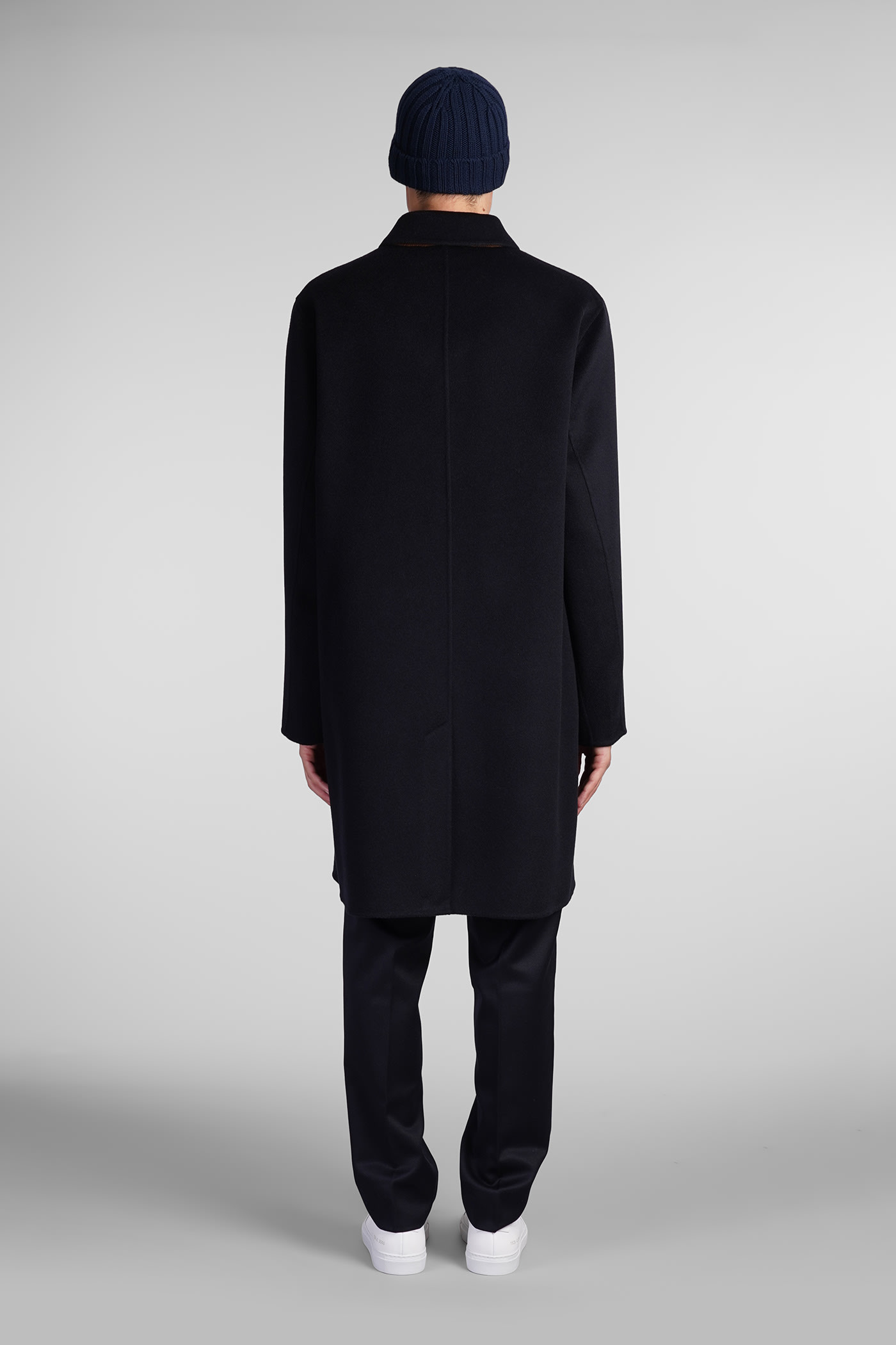 Shop Aspesi Virtuoso Double Coat In Blue Wool