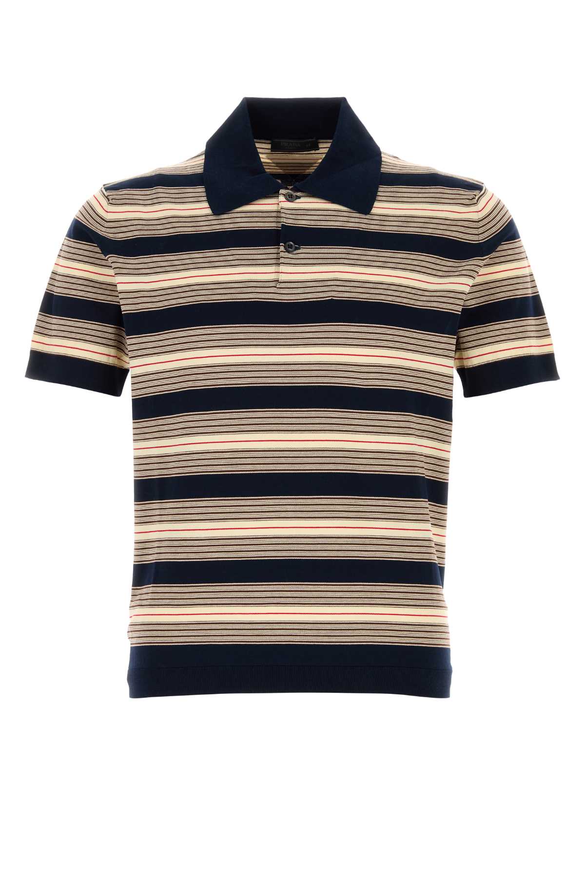 Prada Embroidered Stretch Cotton Blend Polo Shirt In Multi