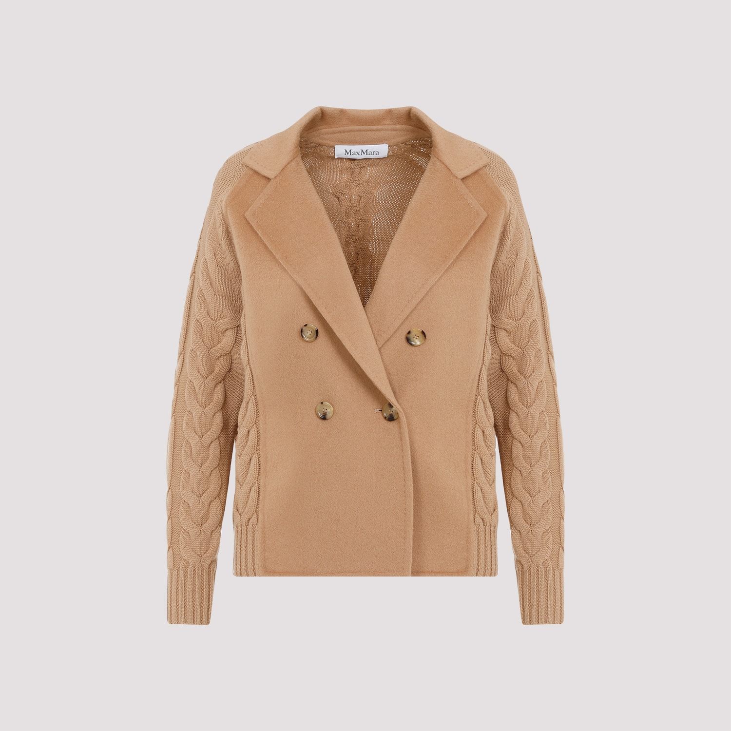 Shop Max Mara Micio Knitted Coat In Camel