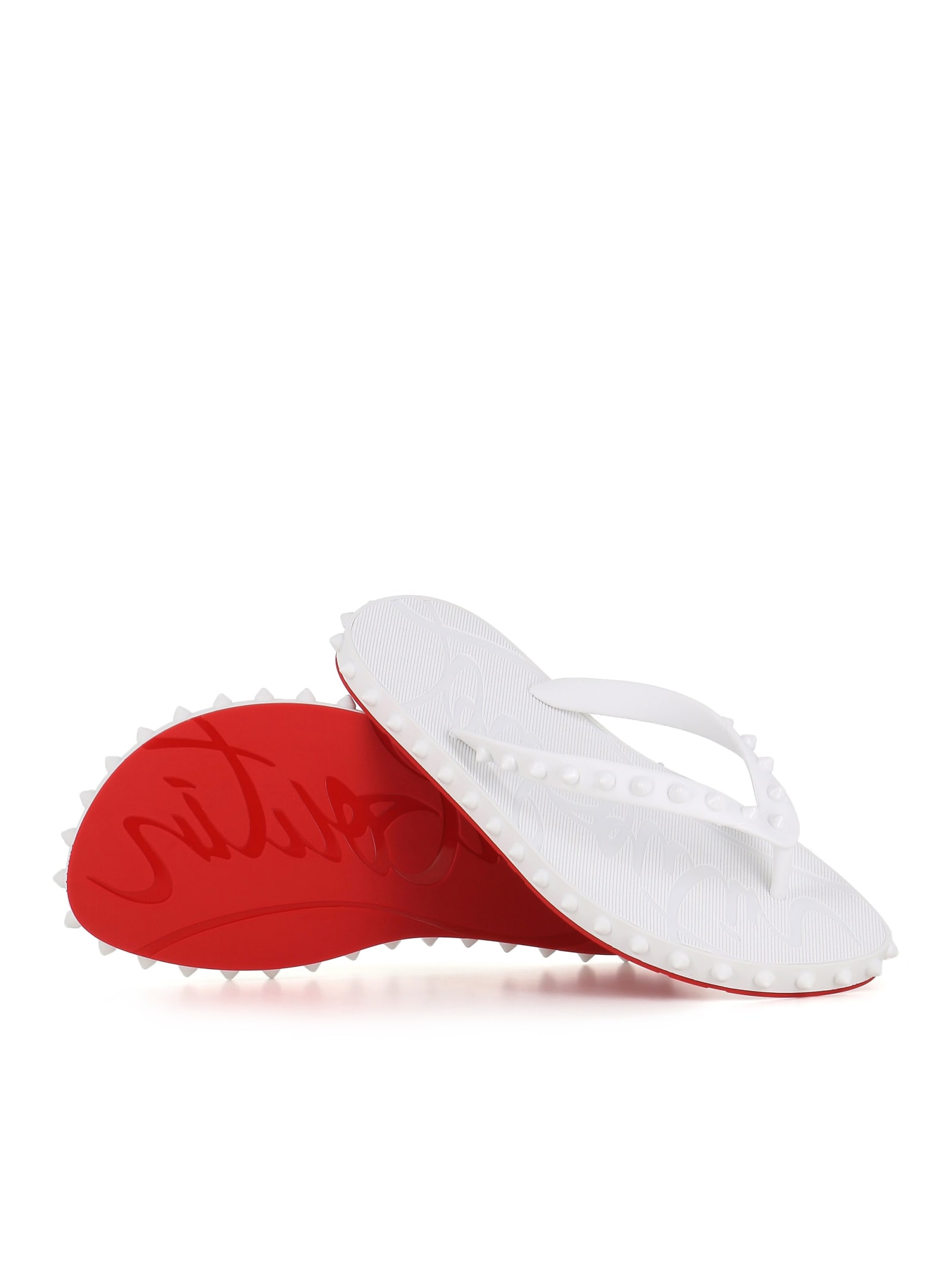 Christian Louboutin Flip-flop Super Loubi Flat In White