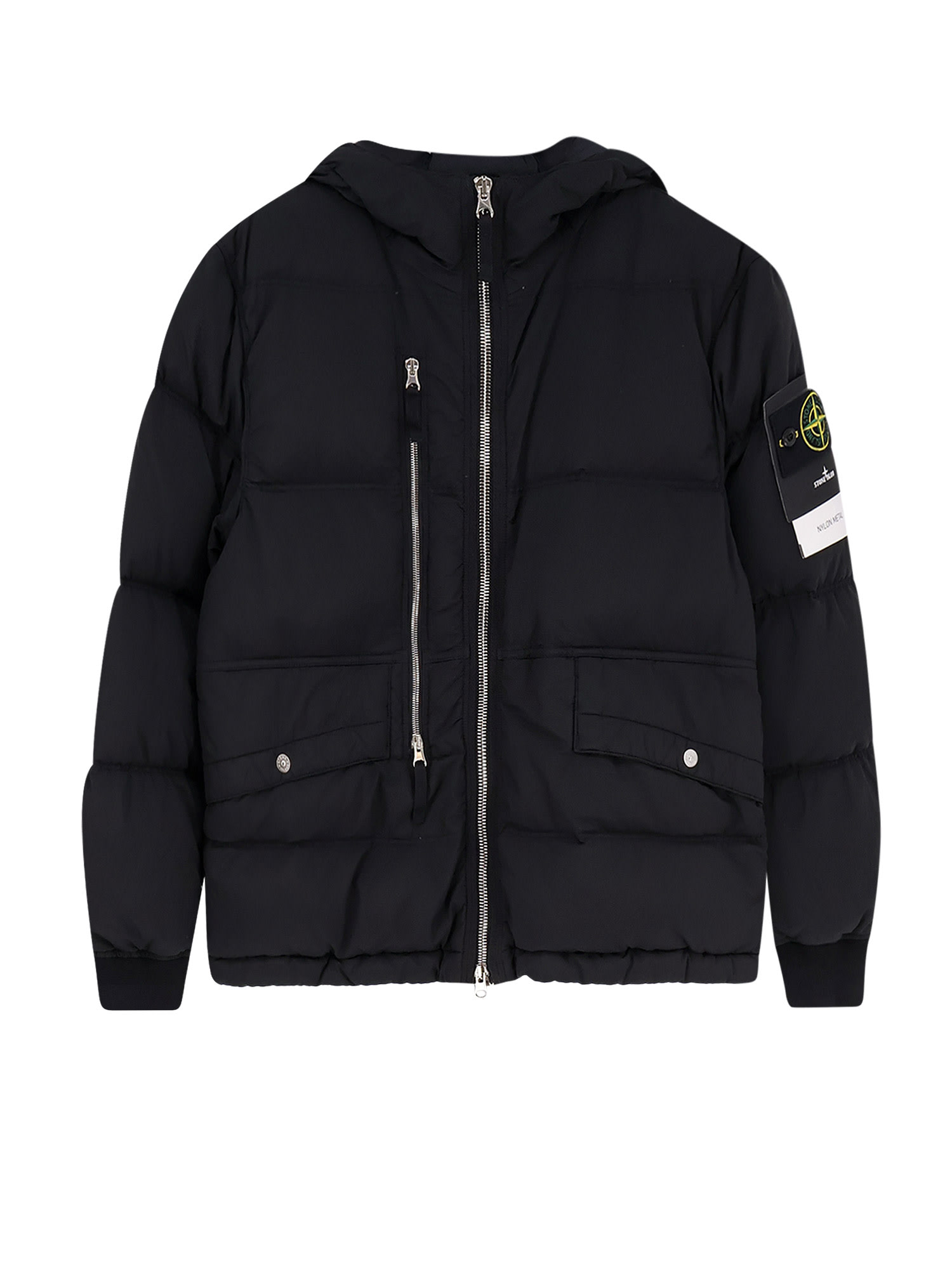 Stone Island Insulated Hooded Quilted Jacket In Black