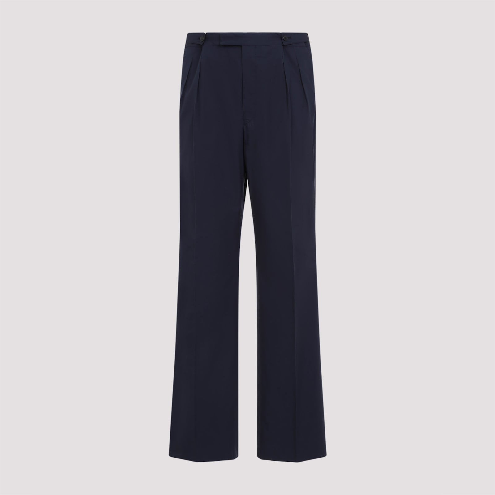 Prada Cotton Popeline Pants Button Detail In Svf Blu