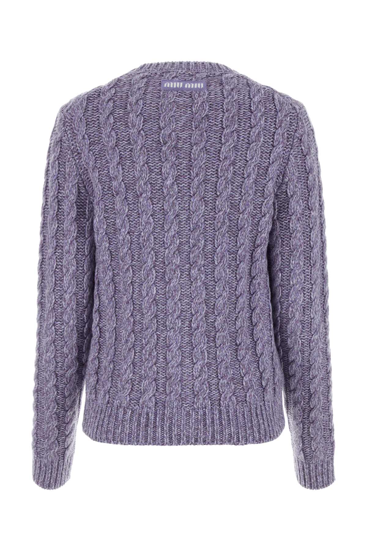 Shop Miu Miu Melange Purple Cashmere Blend Cardigan In Glicine