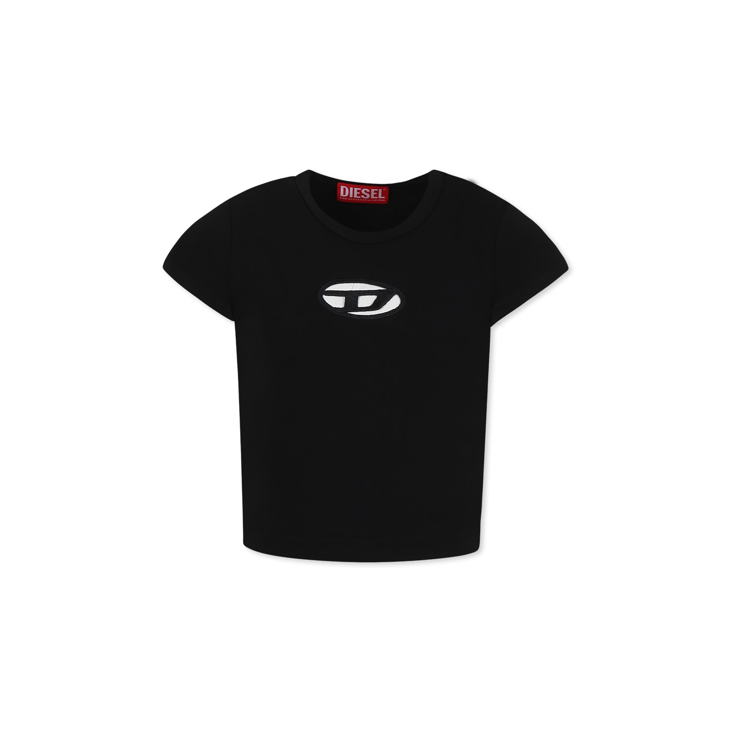 Diesel Black T-shirt For Girl With Logo In Black