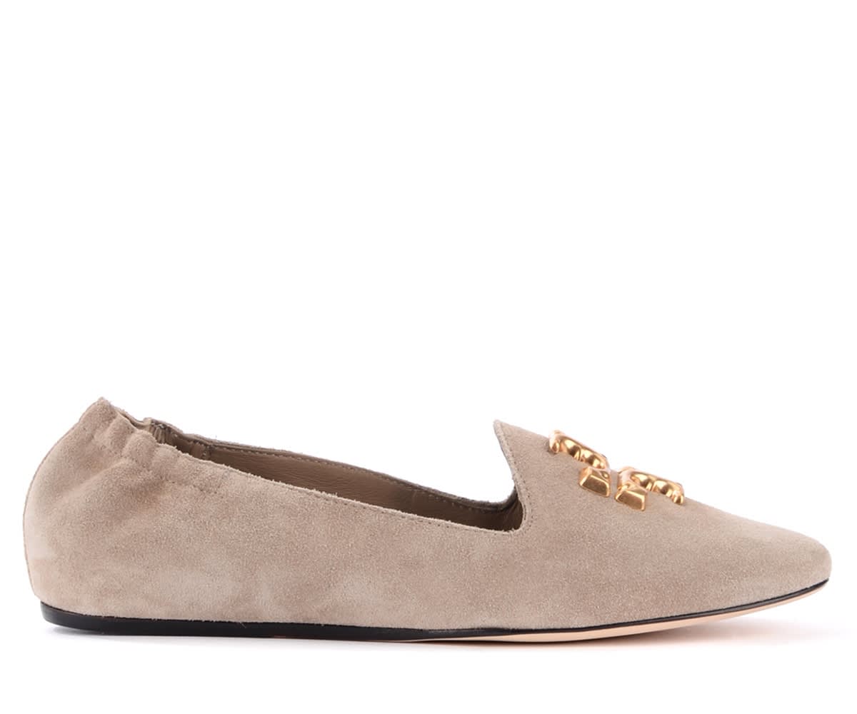 Tory Burch Eleanor Moccasin In Taupe Suede