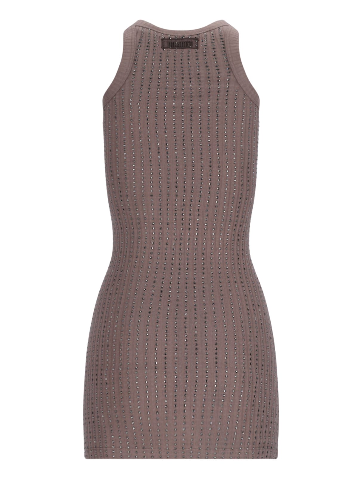 Attico Crystal-embellished Mini Dress In Brown