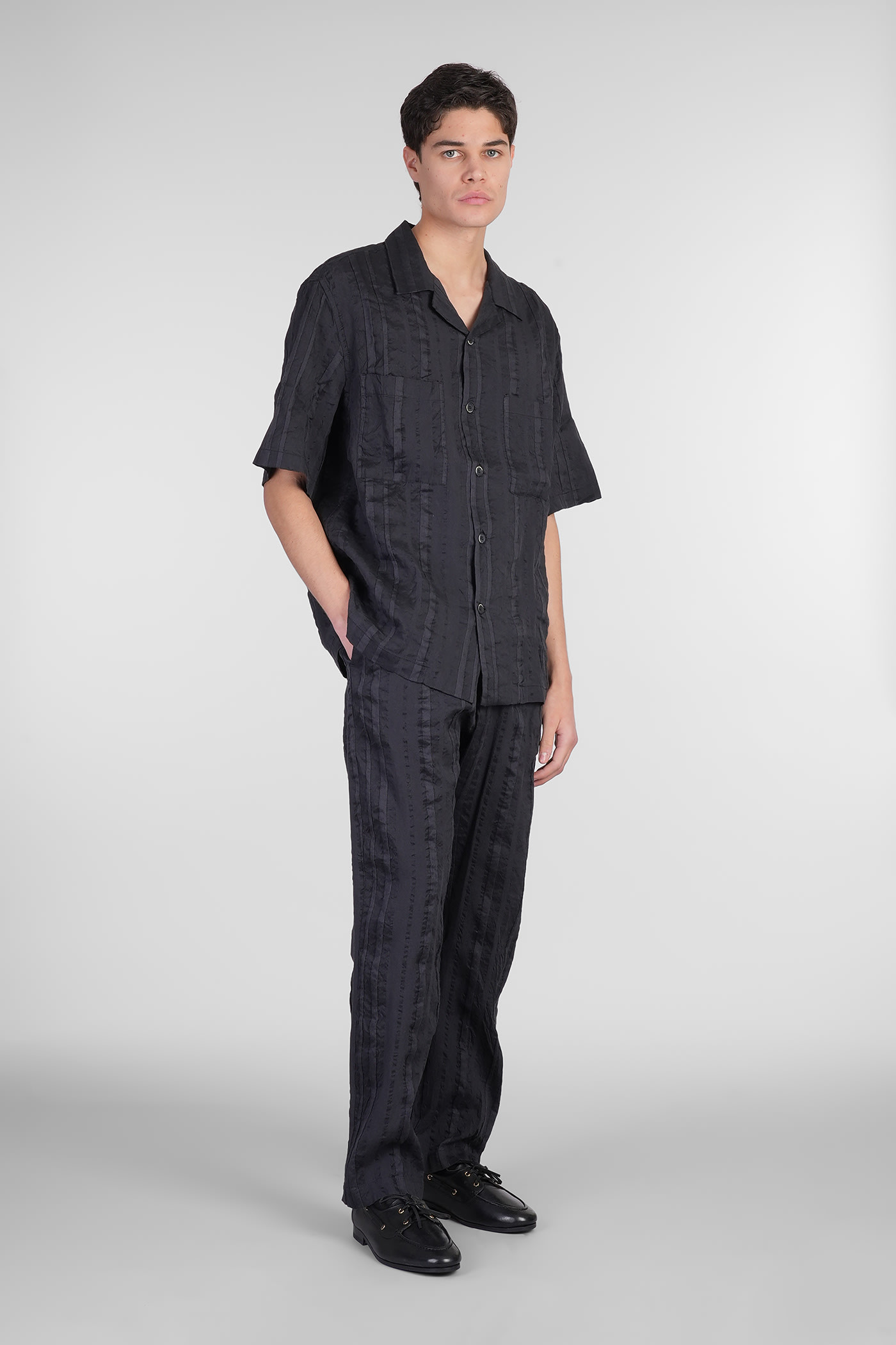 Shop Barena Venezia Solana Shirt In Black Linen