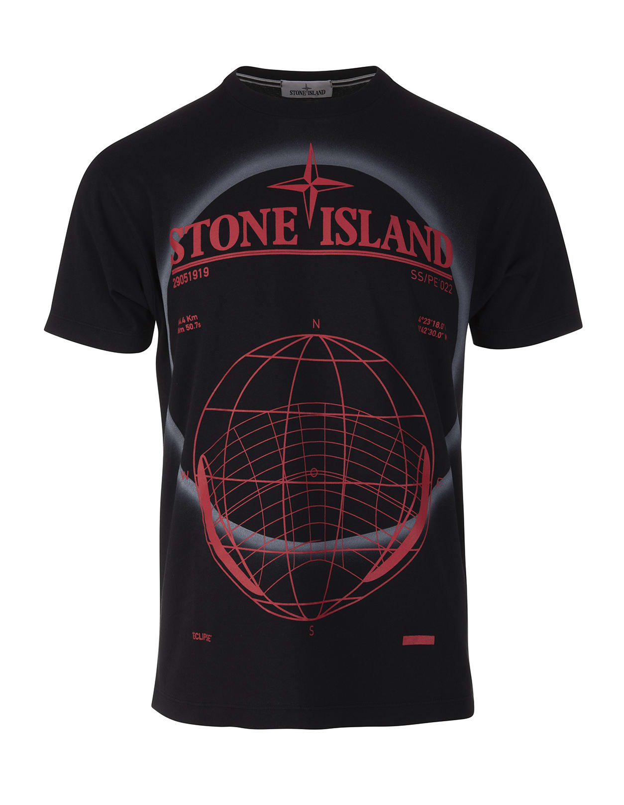 Stone Island Man Black T-shirt With solar Eclipse Two Print