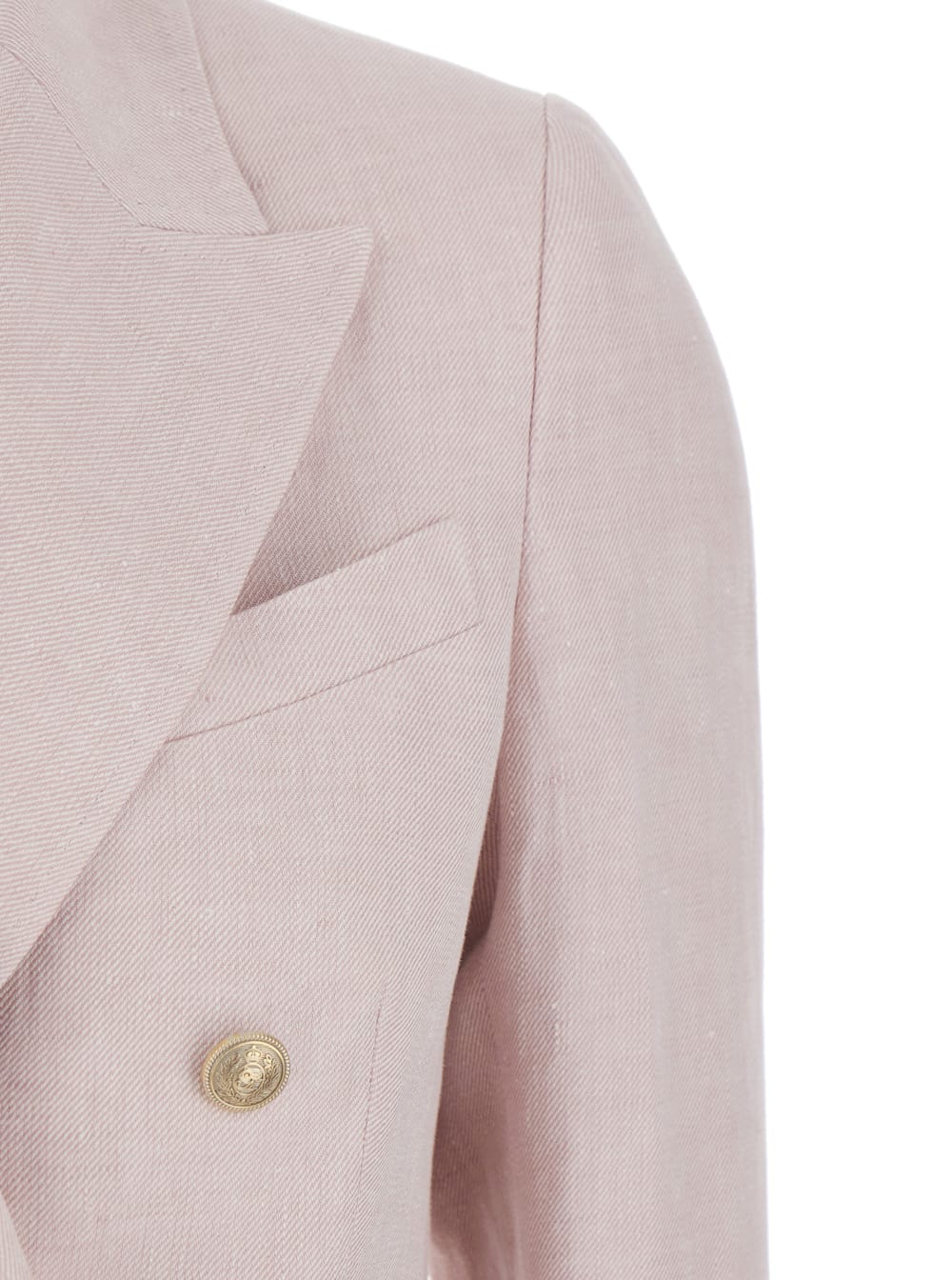 Eleventy Beige Double-breasted Jacket With Pointed Lapels In Linen Woman