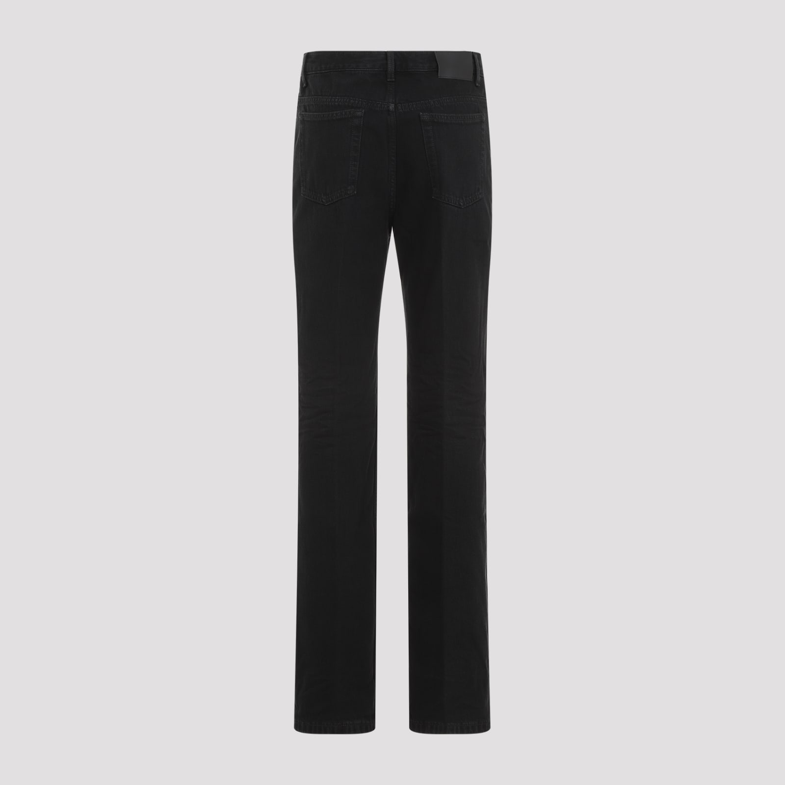 Shop Saint Laurent Mid Rise Straight Jeans In Carbon Black