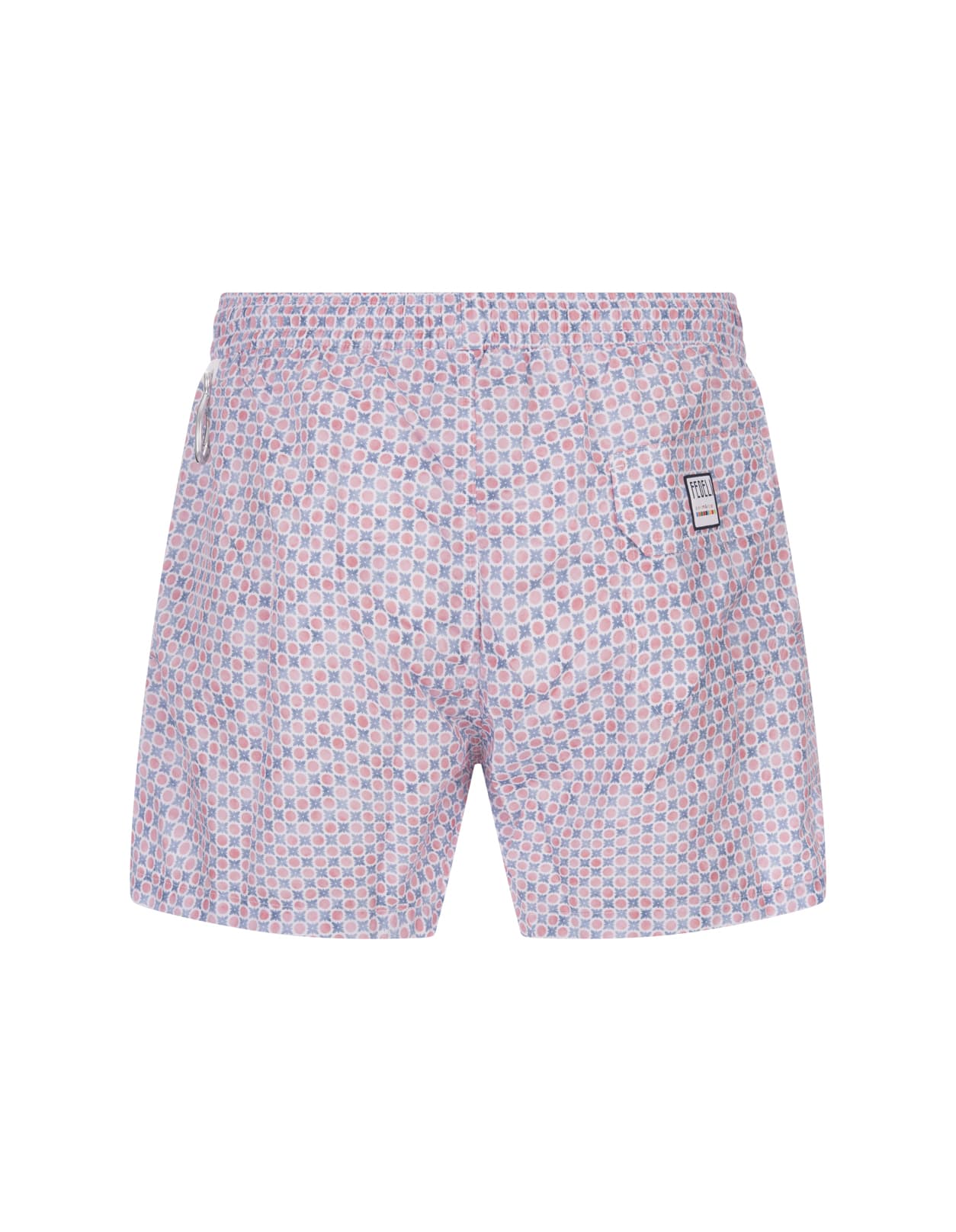 Shop Fedeli Swim Shorts With Micro Pattern Of Polka Dots And Flowers In Pink