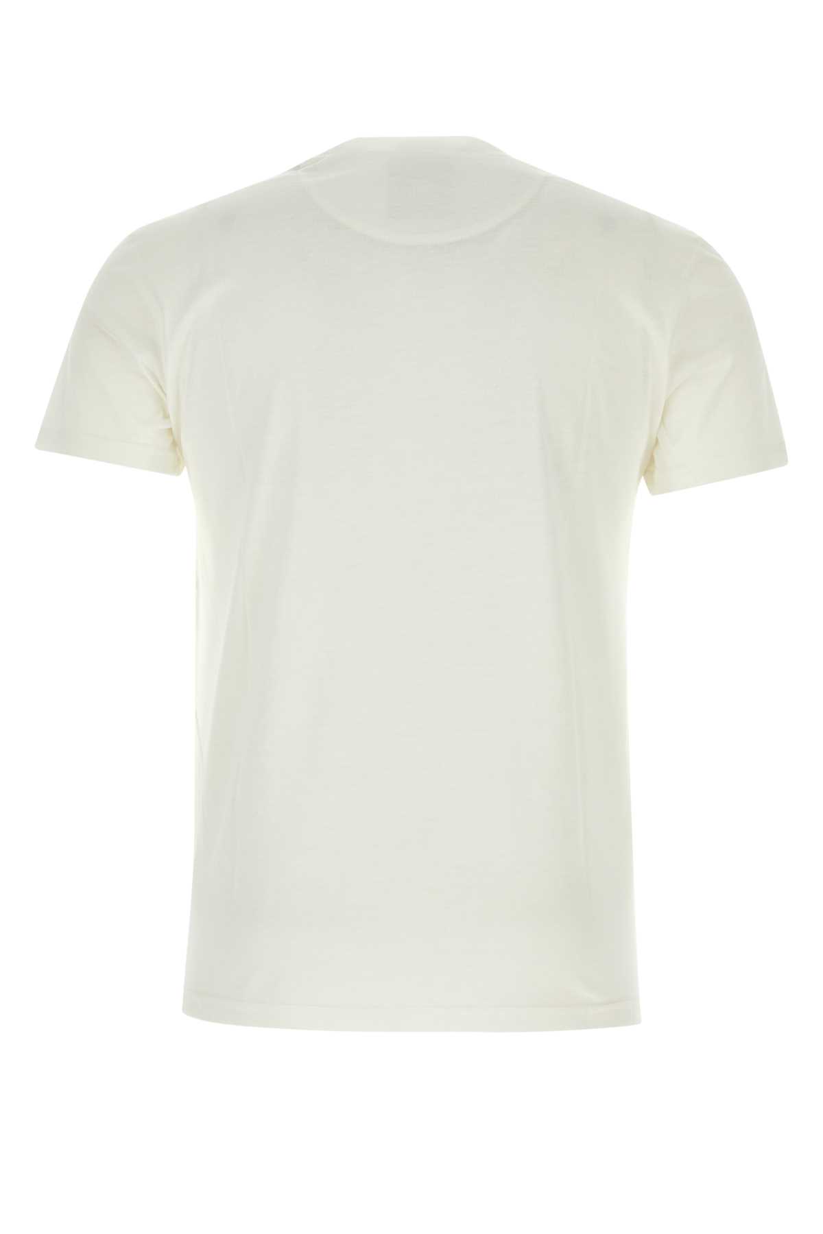 Pt01 White Silk Blend T-shirt In Bianco