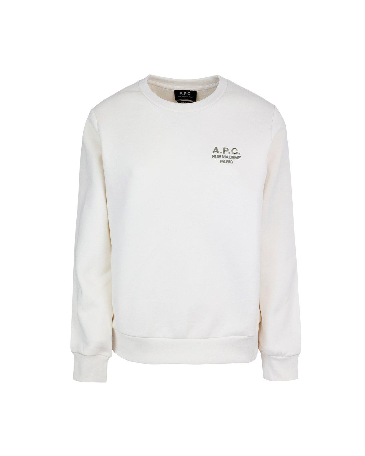 Shop Apc Logo Embroidered Crewneck Sweatshirt In Cream