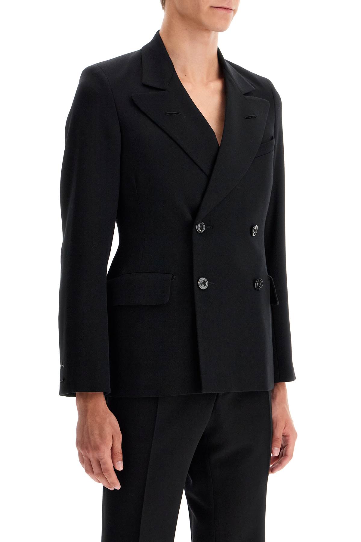 Shop Maison Margiela Slim-fit Wool Jacket With A Fitted Waist In Black (black)