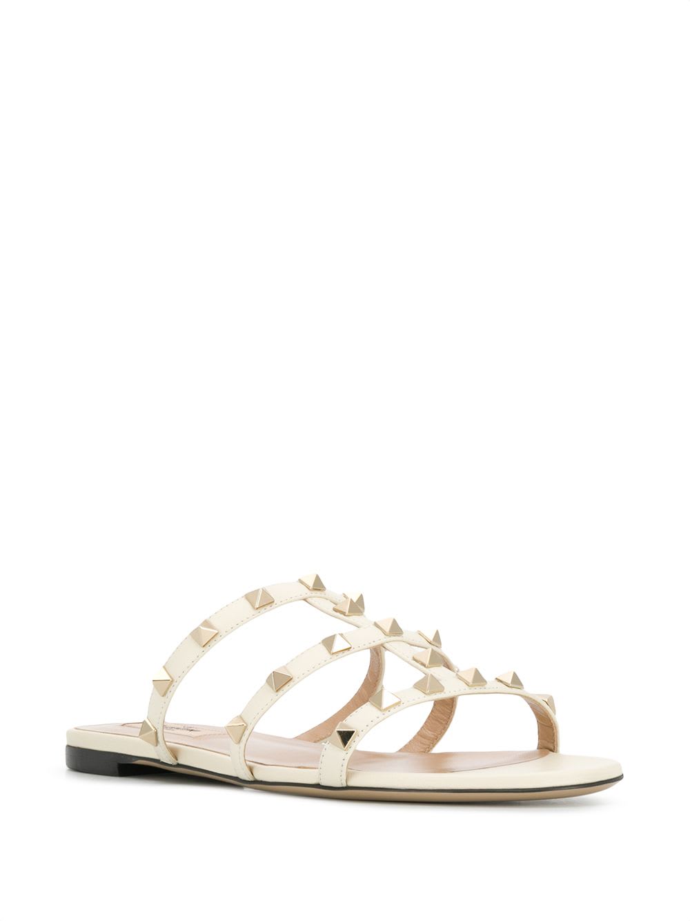 Valentino Garavani Valentino Rockstud Leather Sandal In White