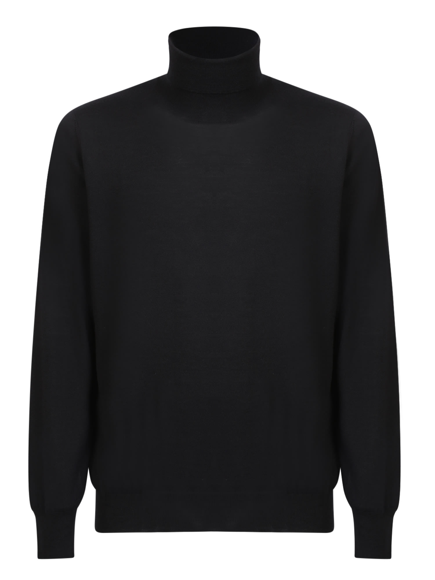 Shop Lardini High Neck Wool Sweater Black
